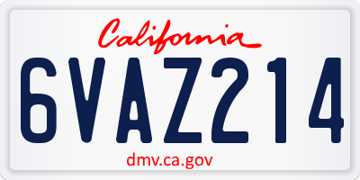 CA license plate 6VAZ214