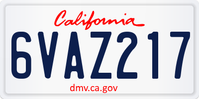 CA license plate 6VAZ217