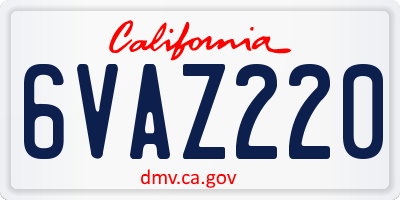 CA license plate 6VAZ220