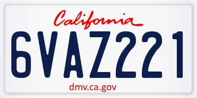 CA license plate 6VAZ221