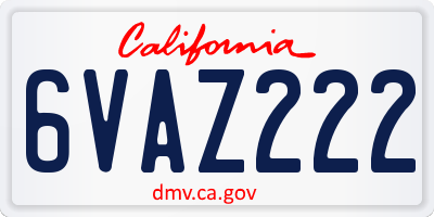CA license plate 6VAZ222