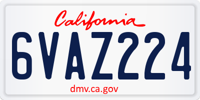 CA license plate 6VAZ224