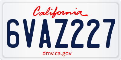 CA license plate 6VAZ227