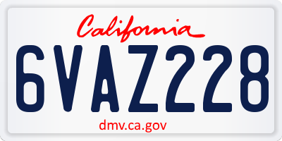 CA license plate 6VAZ228