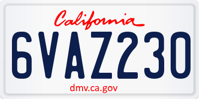 CA license plate 6VAZ230