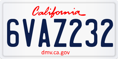 CA license plate 6VAZ232