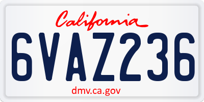 CA license plate 6VAZ236