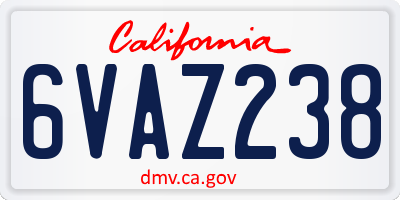 CA license plate 6VAZ238