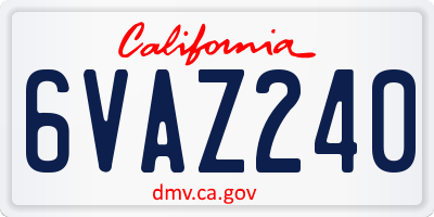 CA license plate 6VAZ240