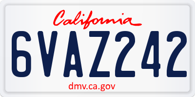 CA license plate 6VAZ242