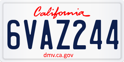 CA license plate 6VAZ244
