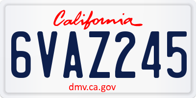 CA license plate 6VAZ245