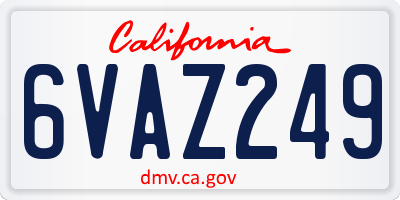 CA license plate 6VAZ249