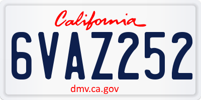 CA license plate 6VAZ252