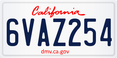 CA license plate 6VAZ254