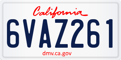 CA license plate 6VAZ261