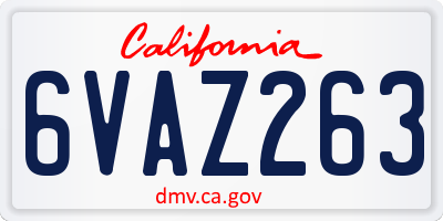 CA license plate 6VAZ263