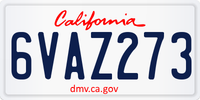 CA license plate 6VAZ273