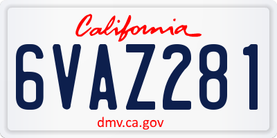 CA license plate 6VAZ281