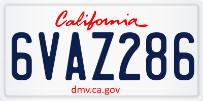 CA license plate 6VAZ286
