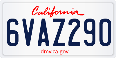 CA license plate 6VAZ290
