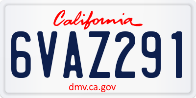 CA license plate 6VAZ291