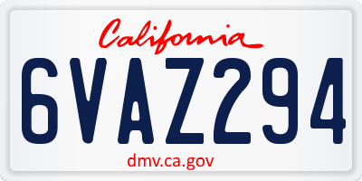 CA license plate 6VAZ294