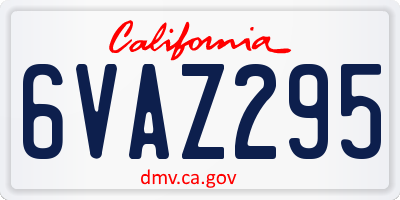 CA license plate 6VAZ295