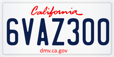 CA license plate 6VAZ300