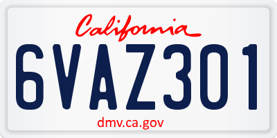CA license plate 6VAZ301
