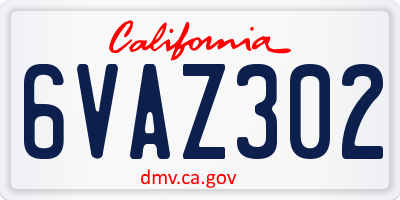 CA license plate 6VAZ302