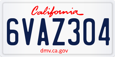 CA license plate 6VAZ304