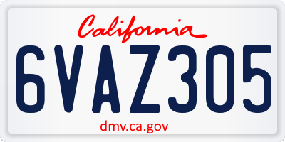CA license plate 6VAZ305