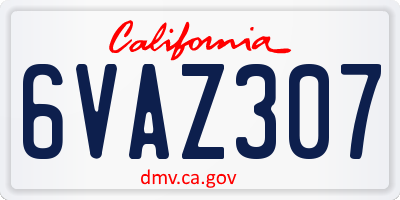 CA license plate 6VAZ307