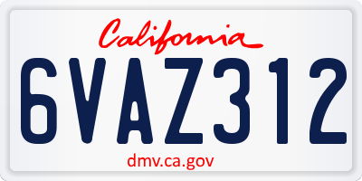 CA license plate 6VAZ312