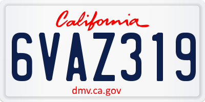 CA license plate 6VAZ319