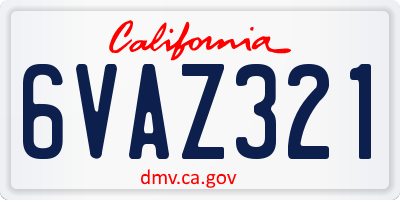 CA license plate 6VAZ321