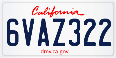 CA license plate 6VAZ322