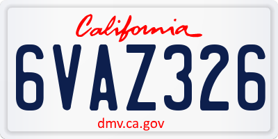 CA license plate 6VAZ326