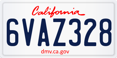 CA license plate 6VAZ328