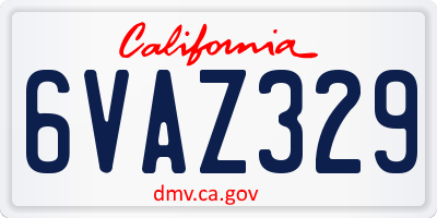 CA license plate 6VAZ329