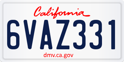 CA license plate 6VAZ331