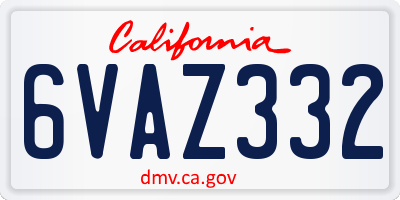 CA license plate 6VAZ332