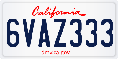 CA license plate 6VAZ333