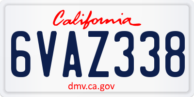 CA license plate 6VAZ338