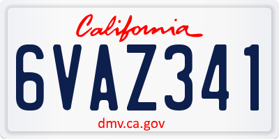 CA license plate 6VAZ341