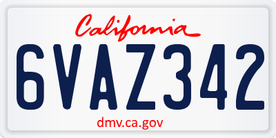 CA license plate 6VAZ342