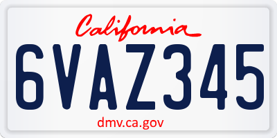 CA license plate 6VAZ345