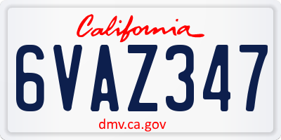 CA license plate 6VAZ347