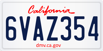 CA license plate 6VAZ354